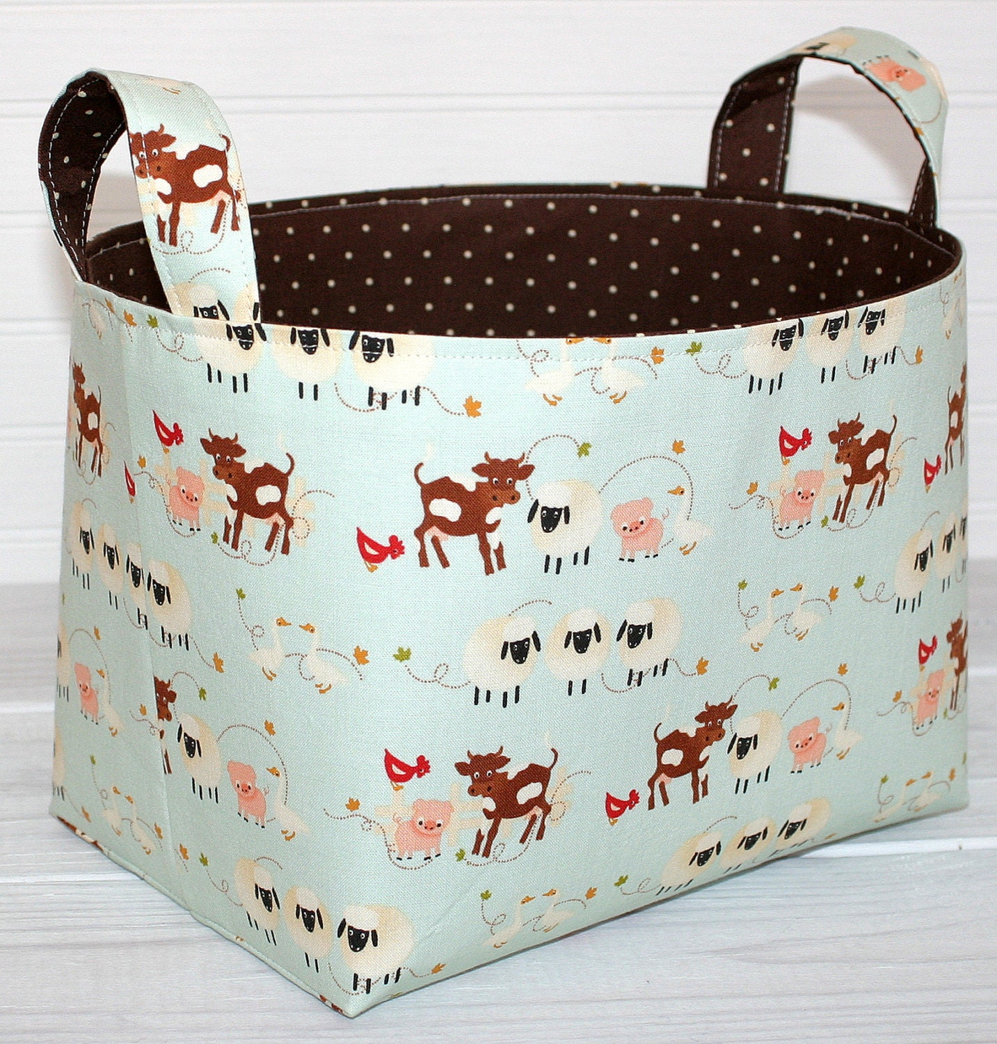 Storage Basket Fabric Bin Organizer - Farm Animals - Ready to Ship