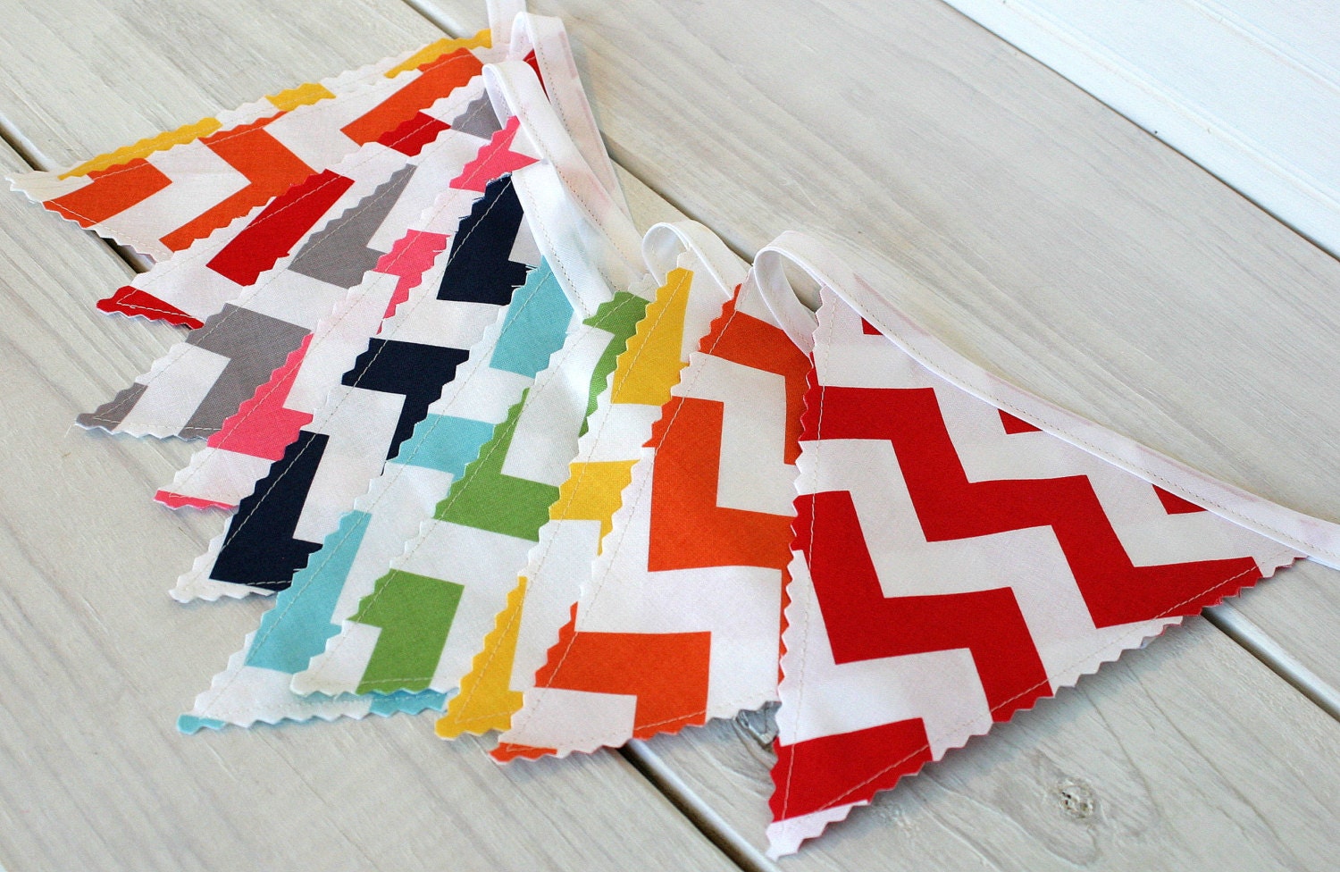 Birthday Decoration Photo Prop Fabric Banner Fabric Flags Baby Nursery Decor - Rainbow Chevron - Ready to Ship