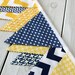 Bunting Photo Prop Fabric Flags  - Yellow and Navy Blue Chevron Dots Houndstooth- Ready to Ship