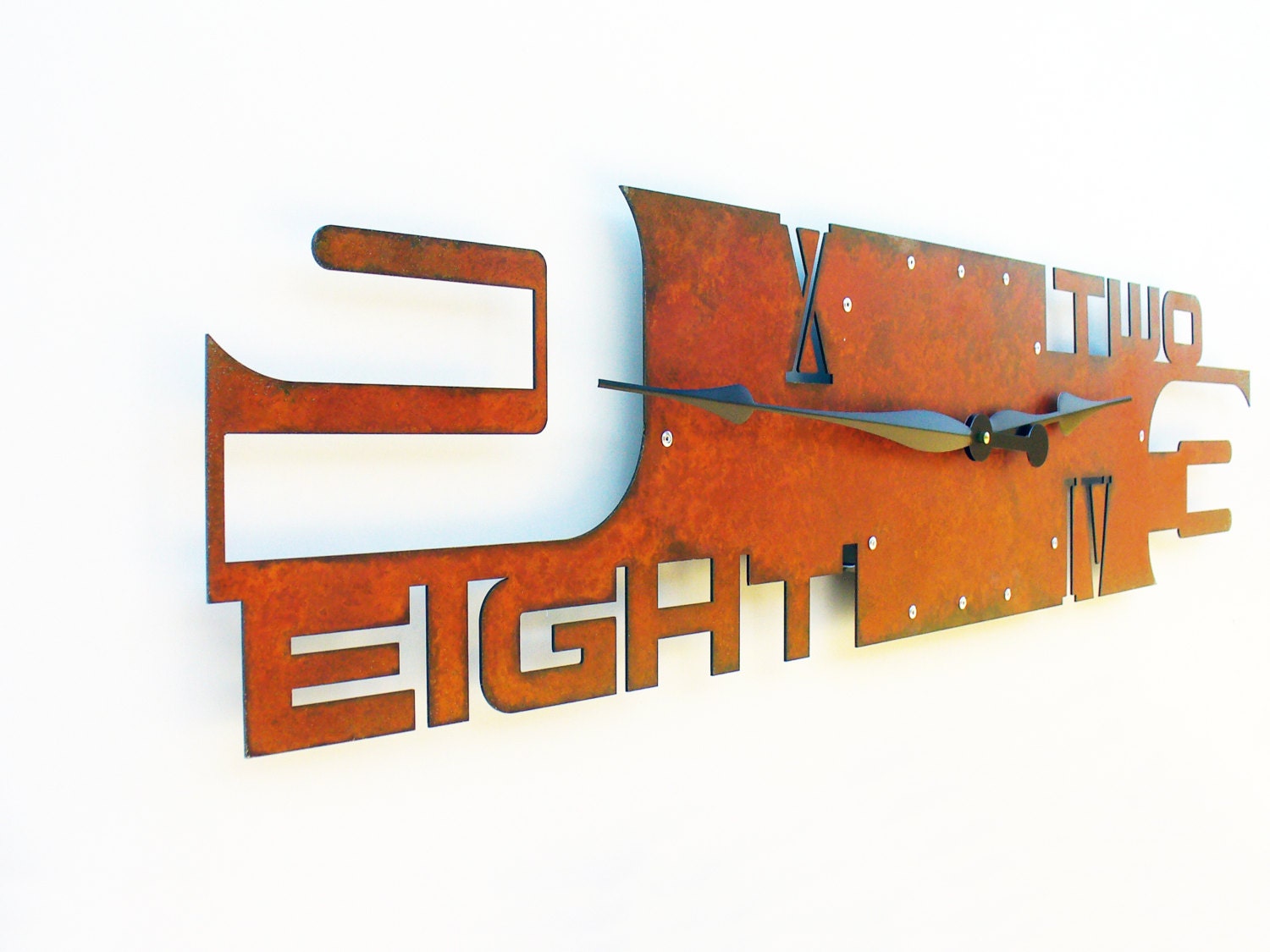 Outnumbered V Modern Wall Clock (Extra Large Rusted)