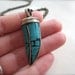 Turquoise Tooth Mosaic Pendant on Chain - India Handmade Pendant - Brass Inlay Mosaic Pendant