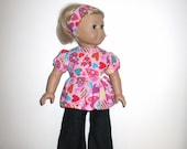 Doll Clothes for American Girl BFF Our Generation 18 Inch Like Dolls, Lots of Heart Babydoll Shirt and Jeans Outfit