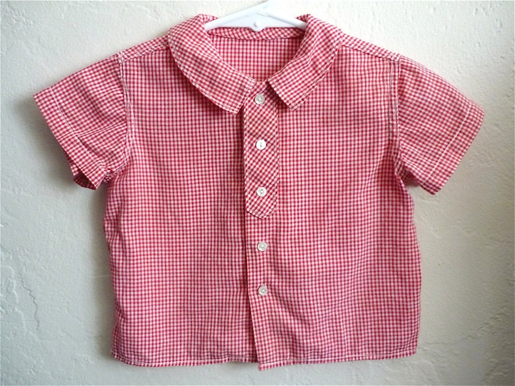Vintage Apparel Baby Girl's 80's Shirt, Red, White, Checkered, Short Sleeve, Button Up 162 FreshandSwanky on Etsy