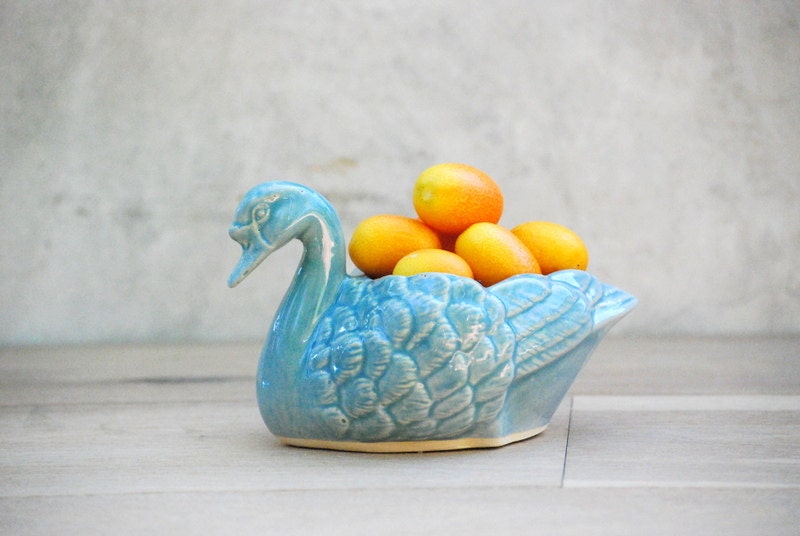 Swan dish  planter candy bowl in robins egg