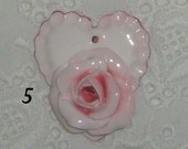 Pink Rose Heart Handmade Ornament or Pendant or Furniture Applique by CreatingCottage No. 5