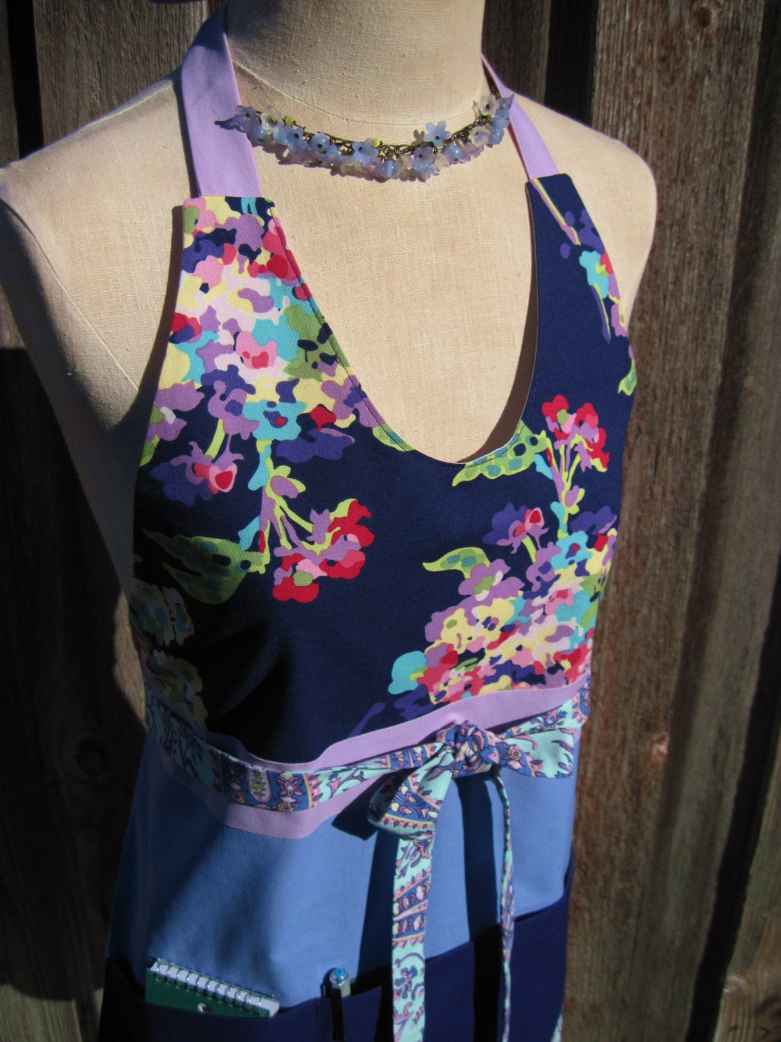 Floral Full Utility Apron - New Item, Ode to Amethyst Apron in Royal Purple, Lavender, Crocus for Birthday Gift, Hostess, Teacher
