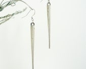 Edgy Spike Earrings - Antique Silver Finish - Dangle