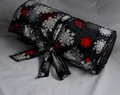 Black, grey and red flowers on black terry cloth Unpaper Towels