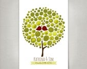 Custom Wedding Guest Book Tree Alternative - SIGNATURE WEDDING guest book TREE Love Birds - 13x19inch art print Poster size art wall decor
