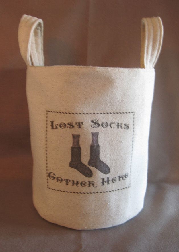 Lost Socks Fabric Basket with Handles