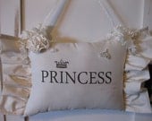 French Country, Princess, Graphic Pillow, Ruffles, Hanging Pillow, Romantic, Cottage Chic, Ribbon