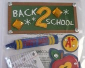BACK 2 SCHOOL Jolee's Boutique Scrapbooking Supplies stickers - A plus, crayons, Apple, homework