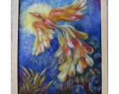 Firebird  - wool fiber art, wall hanging, wool picture