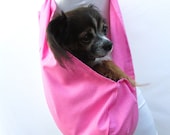 Pet Sling Carrier-Dog Sling- Pink with White Polka Dots. Shoulder Pocket