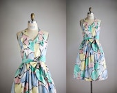 80s dress / 1980s pastel stripe dress / Tulipa dress