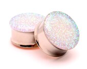 Embedded Pearl Glitter Plugs gauges - 00g, 7/16", 1/2, 9/16, 5/8, 3/4, 7/8, 1 inch