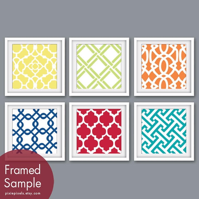 Modern Patterns (Series E) -Set of 6 - 12x12 Prints - Featured in Assorted Colors (CUSTOMIZABLE Colors)