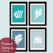 Underwater Sea Coral Collection (Series E) -Set of 4 - 5x7 Art Prints (Featured in Oceanic Blue, Paris Blue, Blue Linen and Glacier)