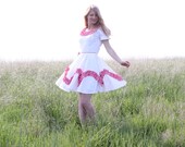 Vintage 70s Retro Rockabilly Dress & Bloomers Handmade Folk Square Dancing Fun Full Skirt S M