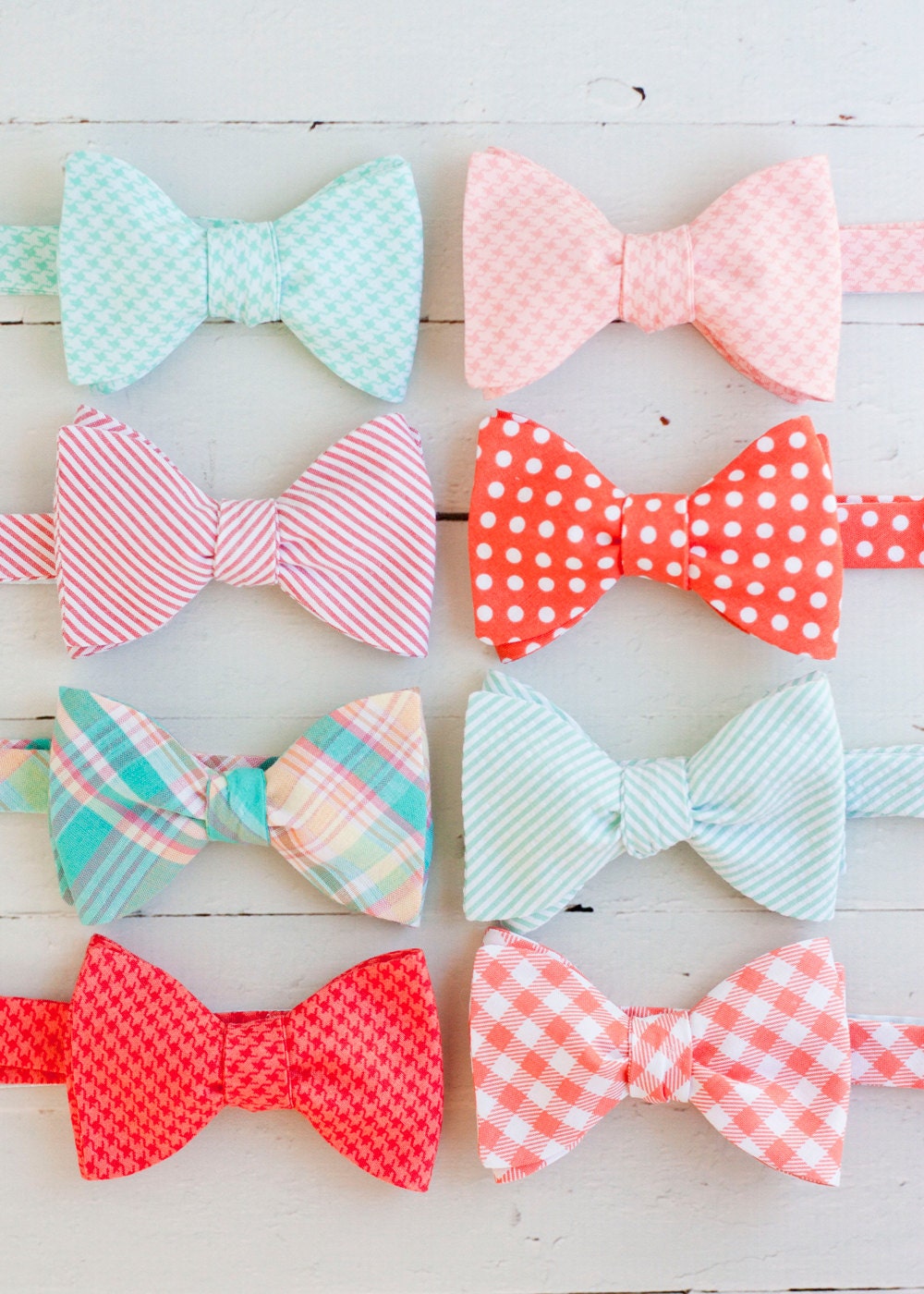 The Beau- men's coral/peach/mint collection freestyle bow ties- choose your favorite print