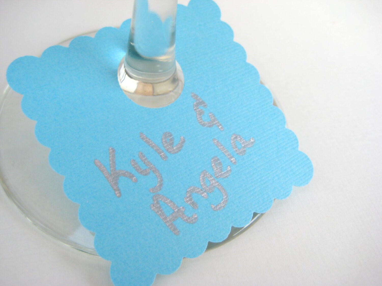 Blue Wine Glass tags, labels, charms, escort cards