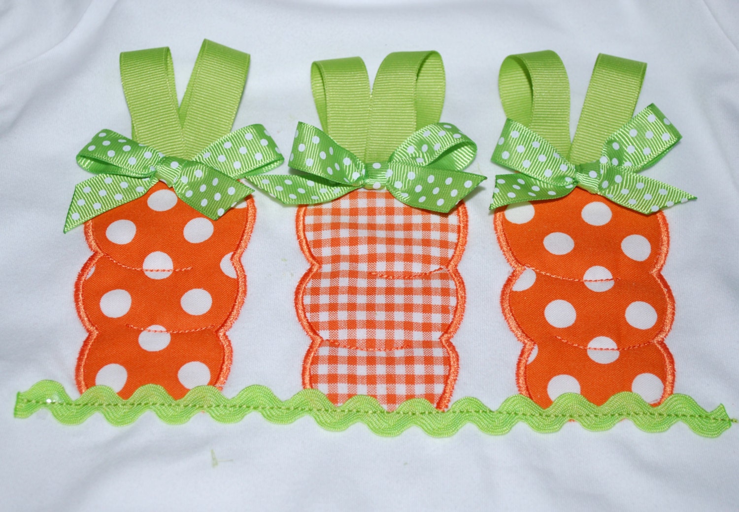 Girls Easter Ruffle Shirt  Carrots Applique Design