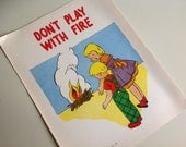 1960s Vintage School Mini Safety Poster. Don't Play With Fire.