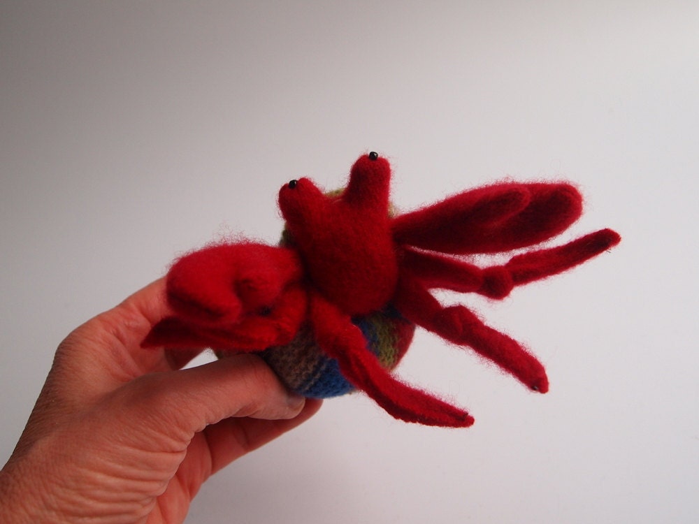 Hermit crab, waldorf toy, all natural toy, ecofriendly toy, sea creature, small stuffed animal,