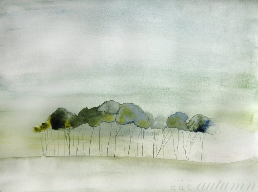 30% Off SALE - Large Painting - Landscape Painting Print - Quiet - Large 20x30 Print - Poster - Wall Decor - Trees - Abstract Art