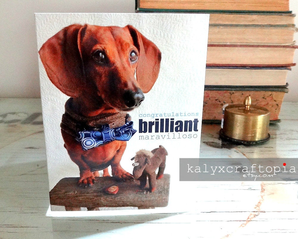 Pip Pip Congratulations Graduation Dachshund Unicorn Card