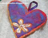 MarveLes HEART Bookmark Valentine keepsake Mothers Day Purple Blue Silver Yellow Multi