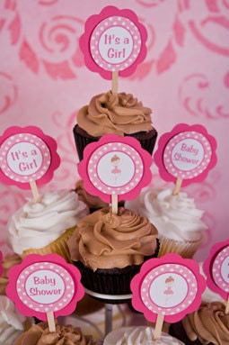 Ballerina CUPCAKE TOPPERS - Pink Ballerina Theme Baby Shower Decorations, Ballerina Cupcake Toppers