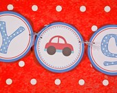 Car BABY SHOWER Banner - Baby Shower Decorations, Car Theme Baby Shower in Blue and Red Il_170x135