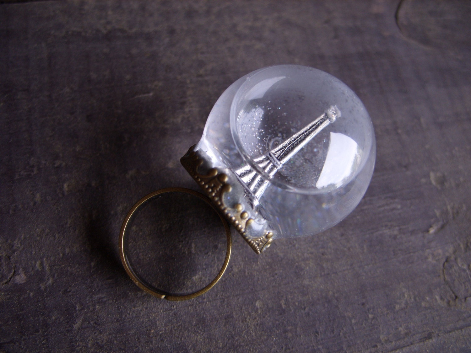 globe ring eiffel tower petit paris glass dome urban city snow globe brocade mini terrarium ring miniature terrarium jewelry