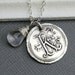 Vintage Wax Seal Pendant and Birthstone Necklace - Personalized Sterling Silver Necklace