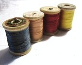 DESTASH - Vintage Threads on Wooden Spools - set of 4