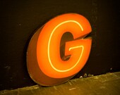 Arcade Style Neon Wood Letter G Warm Glow