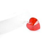 Swarovski Heart Pendant, Valentines Day Jewelry, Red, Siam Necklace, Hot, July Birthday,  Love, Sterling Silver, Gift For Her Under 30