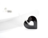 Anti Valentine Necklace, Heart Pendant, Black Heart,Swarovski Heart Pendant Love Hate Gothic Sterling Silver Gift For Her Under 35