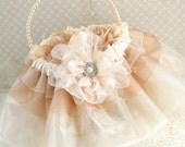 Flower Girl Basket Wedding Basket Bridal Basket in Champagne and Ivory