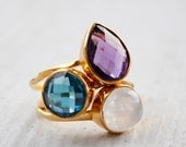 Memorial Day SALE Gemstone Stacking Rings - Set of Rings - You choose 3 - Gold & Silver Rings