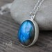 Blue and Green Labradorite Necklace - Oval Pendant - Silver, Mother's Day Gift, For Mom