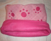 Pocket Pet Cuddler Sleep Bed 3 in 1 Reversible Bed in Hot Pink Paw Prints