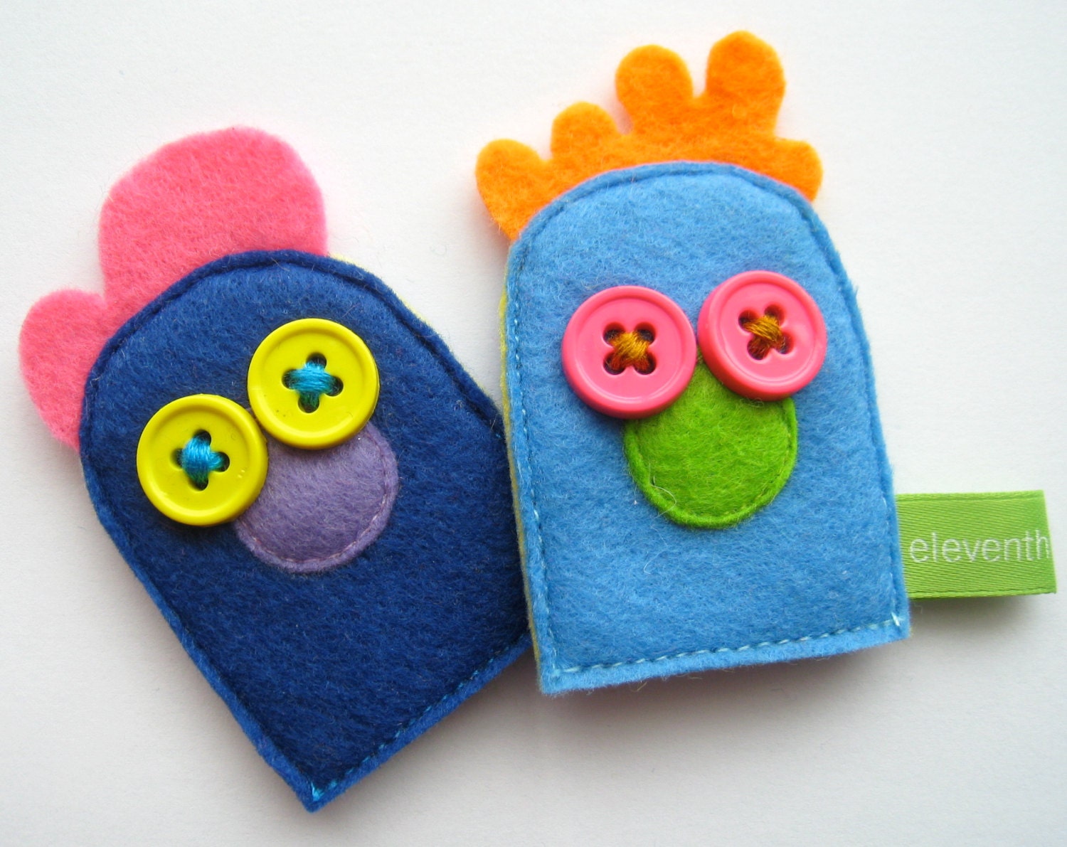 Odd Couple Plush Felt Finger Puppets - Blue Felt Finger Puppets