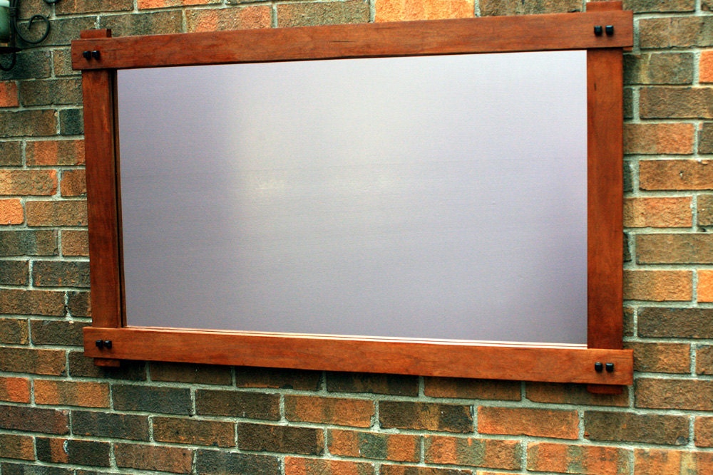 Arts and Crafts Style Framed Mirror, Mahogany Finish, Satin Clear Coat, 28 x 45 - Handmade