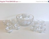 On Sale Vintage Punch Bowl and cups Anchor Hocking
