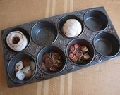 Vintage Muffin Tin for Supply Storage or yes Baking Cupcakes