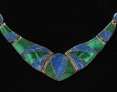 Malachite Lapis Inlay 970 Silver Necklace, Probably from Chile