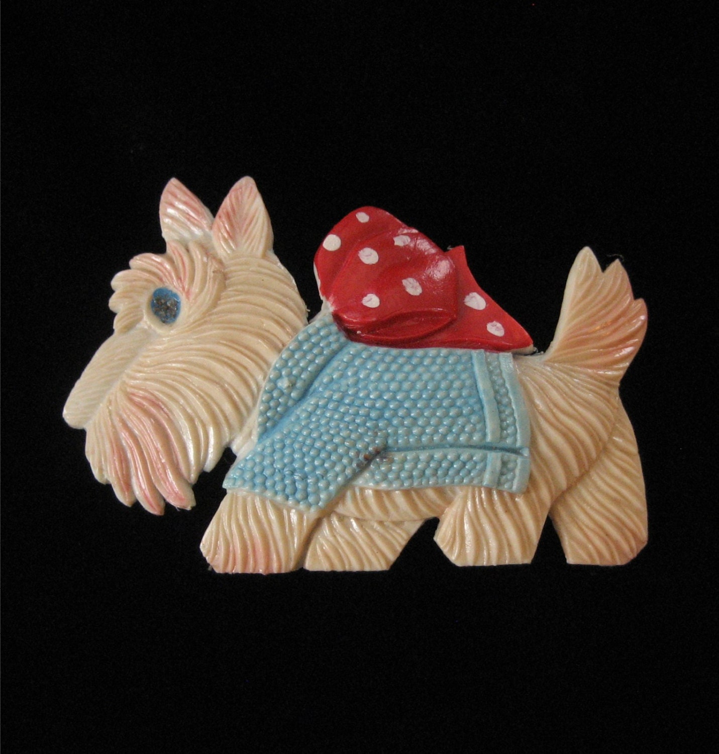 Celluloid Scotty Dog Brooch, Made in Occupied Japan