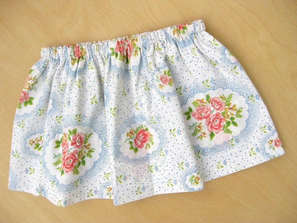 Eco Friendly Pillowcase Toddler Skirt Vintage Floral with Blue 2T